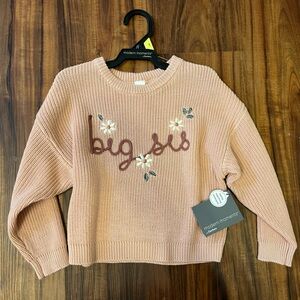 NWT Embroidered Big Sis Sweater 3T